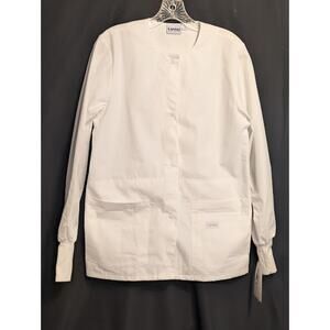 Landau, Maternity XS 4 pocket front snap closure warm-up scrub jacket